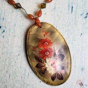 Hand painted Wood necklace